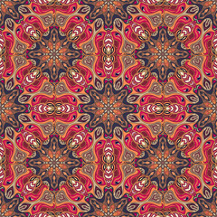 Ornate floral seamless texture, endless pattern with vintage mandala elements.