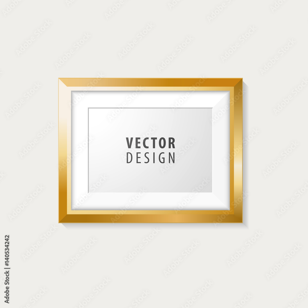 Poster realistic minimal isolated golden frame for presentations . vector elements