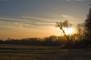 Fototapeta na wymiar Sunset on field in Munchhausen