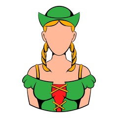 Girl in traditional Bavarian costume icon cartoon