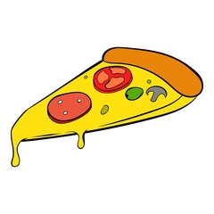 Slice of pizza icon cartoon