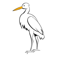 White crane icon cartoon