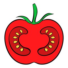 Red tomato icon cartoon