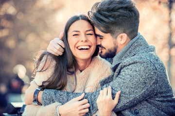 Happy young couple in the park