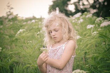 Fototapeta na wymiar blond girl in meadow