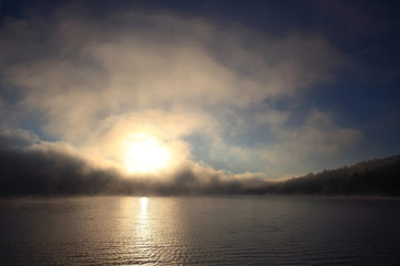 Solina Lake; Bieszczady; autumn sunrise