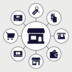 Set of 9 commerce filled icons