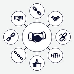 Set of 9 cooperation filled icons