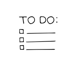 Check list, task list, to do list vector icon with checkmarks and check boxes hand drawn in a doodle style. Isolated on white background. Outline.