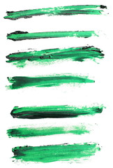 photo light green grunge brush strokes oil paint set isolated on white background