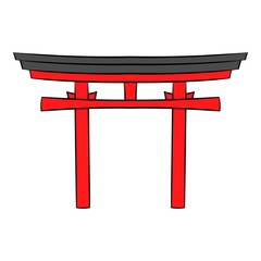 Japan gate icon cartoon