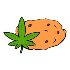 Cookies with marijuana leaf icon cartoon