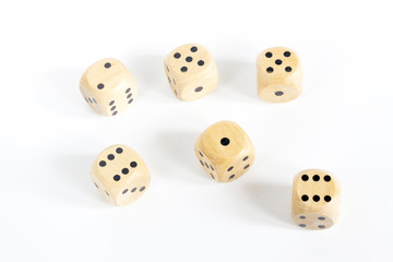 Wooden six sides dices, isolated