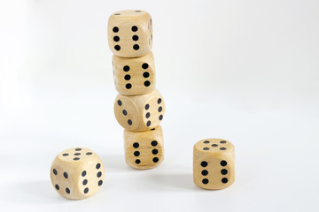 Wooden six sides dices, isolated
