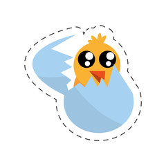 cute chicken easter egg broken - cut line vector illustration eps 10