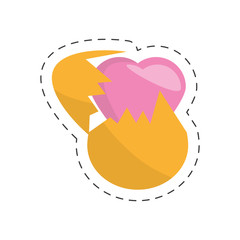 easter egg with pink heart - cut line vector illustration eps 10