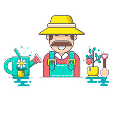Farmer and gardener character flat agriculture Isolated vector illustration