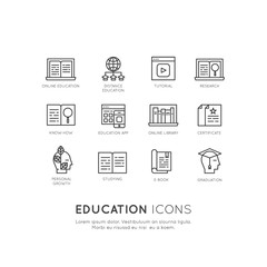 Vector Icon Style Illustration of Education and Graduation Study Process, Learning, Getting Knowledge, Diploma, Isolated Minimalistic Object