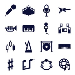Set of 16 musical filled icons