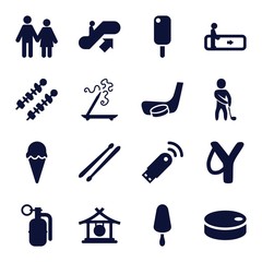 Set of 16 stick filled icons
