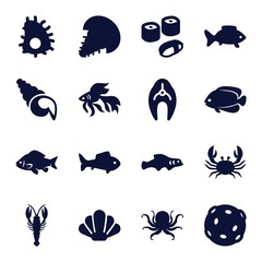 Set of 16 seafood filled icons