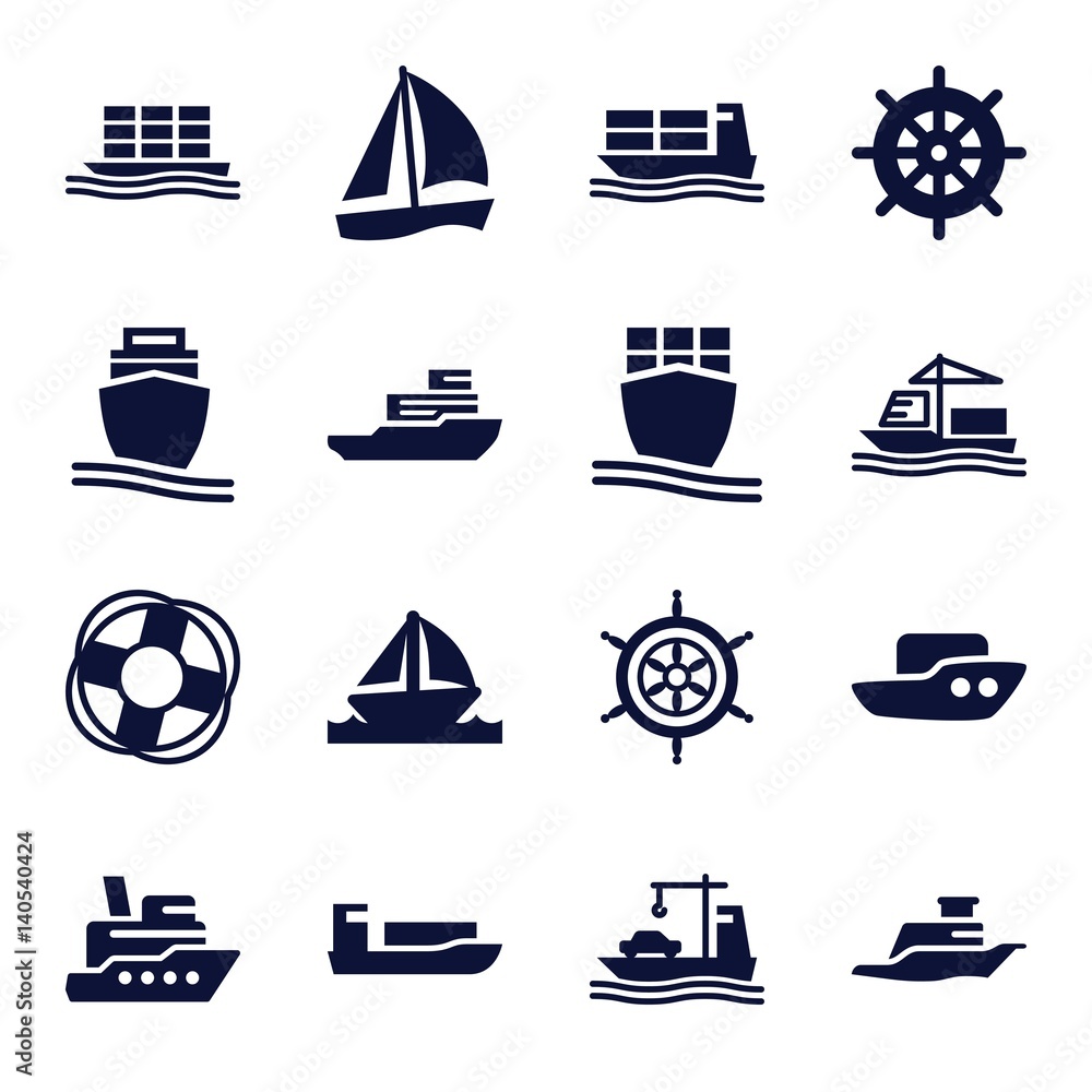 Sticker Set of 16 cruise filled icons