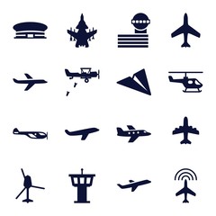 Set of 16 aviation filled icons
