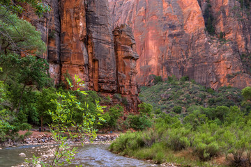 amazing landscape three patriarchs zion national park blue sky