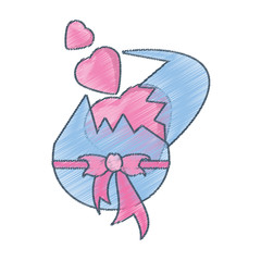 drawing easter egg borken pink heart vector illustration eps 10