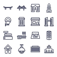 Set of 16 city outline icons