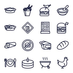 Set of 16 meal outline icons