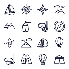 Set of 16 adventure outline icons