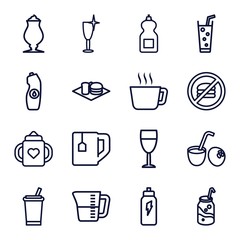 Set of 16 beverage outline icons