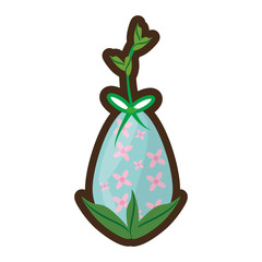 cartoon easter eggs with leaves hang vector illustration eps 10