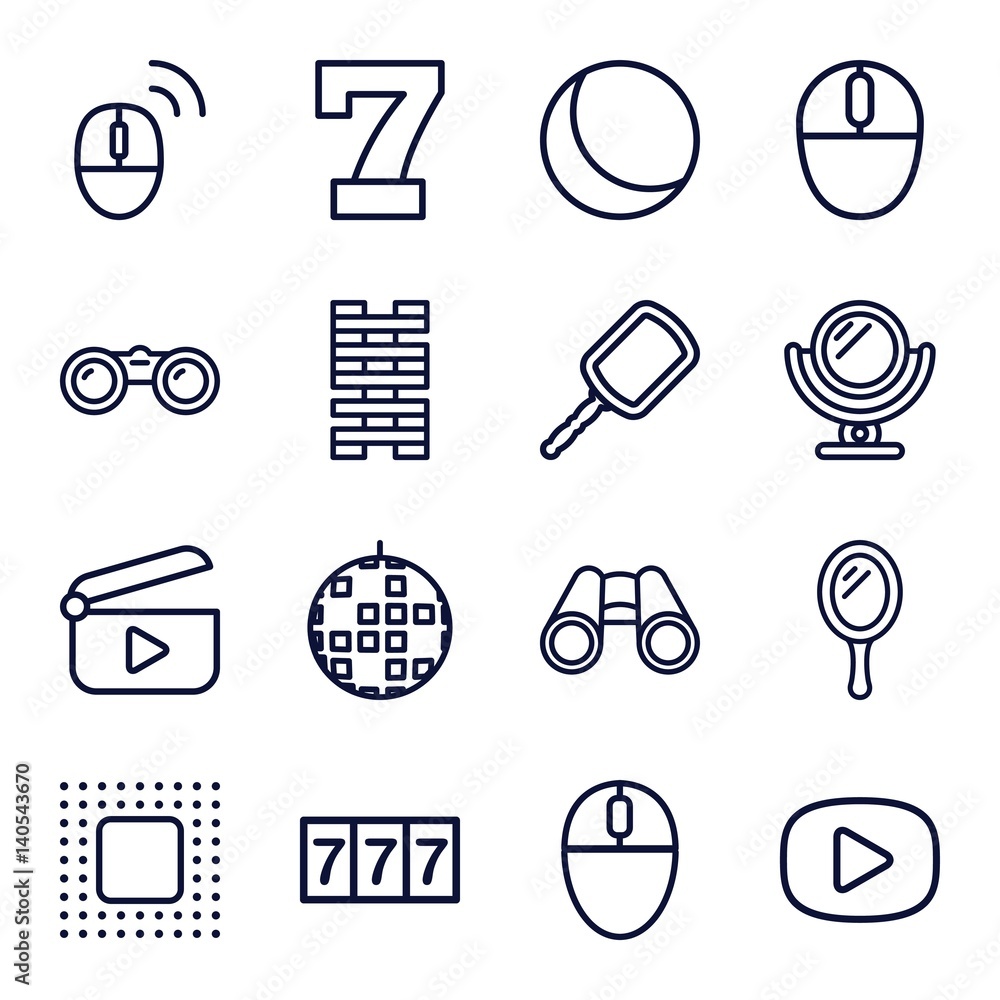 Sticker Set of 16 reflection outline icons