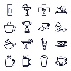 Set of 16 cup outline icons