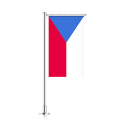 Czech republic vector banner flag hanging on a silver metallic pole. Czech republic vertical flag template isolated on a white background.