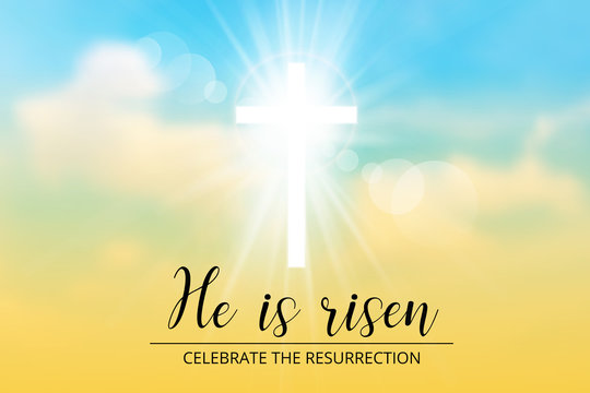 easter christian motive,with text He is risen, vector illustration, eps 10