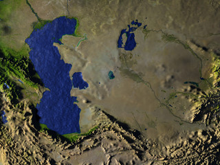 Central Asia on realistic model of Earth