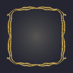 Art Nouveau gold glitter decorative rectangle vector frame for design. Art Deco style border