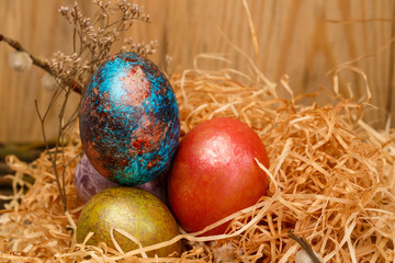 Easter eggs in nest