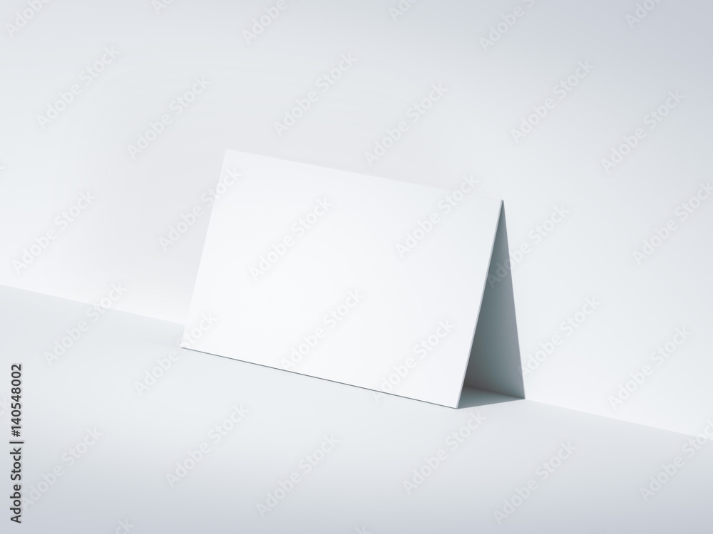 Poster white business card in dark studio. 3d rendering