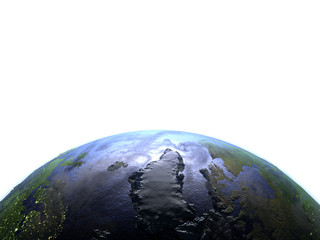 Greenland on realistic model of Earth