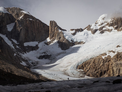 Man traversing Marconi's glacier