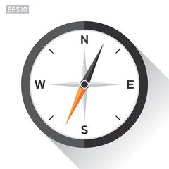 Compass icon in flat style on white background. Vector design element