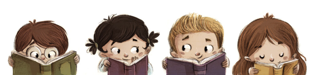 niños leyendo libros felices © cirodelia