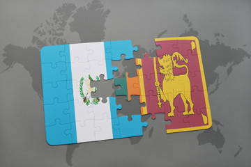 puzzle with the national flag of guatemala and sri lanka on a world map