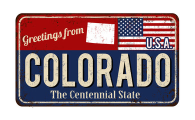 Greetings from Colorado vintage rusty metal sign