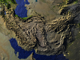Iran and Pakistan region on realistic model of Earth