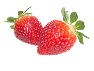 Fresh red strawberrys on white isolated background